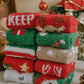 1Pair Christmas Santa Claus Elk Pattern Fluffy Socks