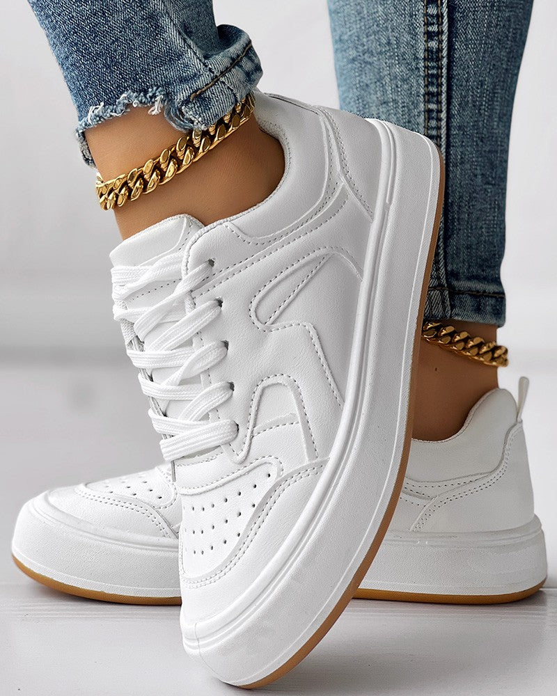 Breathable Platform Lace up Sneakers