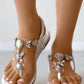 Gem Stone Toe Post Ankle Strap Sandals