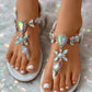 Gem Stone Toe Post Ankle Strap Sandals