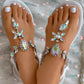 Gem Stone Toe Post Ankle Strap Sandals