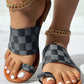 Plaid Pattern Toe Post Casual Slippers