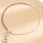1pc Pearls Decor OT Toggle Heart Pendant Necklace