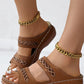 Hollow Argyle Embroidery Wedge Sandals