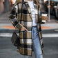 Plaid Print Pocket Detail Long Sleeve Coat
