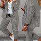 Plus Size Plaid Print Blazer Coat & Drawstring Pants Set