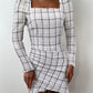 Plaid Print Raw Hem Ruched Dress