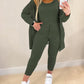Plus Size Round Neck Tank Top & Drawstring Pants Set With Coat