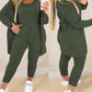 Plus Size Round Neck Tank Top & Drawstring Pants Set With Coat