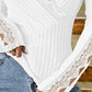 V Neck Lace Patch Long Sleeve Top