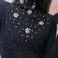 Rhinestone Floral Pattern High Neck Sweater
