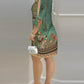 Floral Tribal Print Split Sleeve Pearls Decor Casual Dress