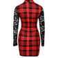 Plaid Print Contrast Lace Bodycon Dress