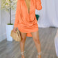 Long Sleeve Button Front Draped Shirt Dress