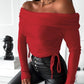 Off Shoulder Ruched Drawstring Top