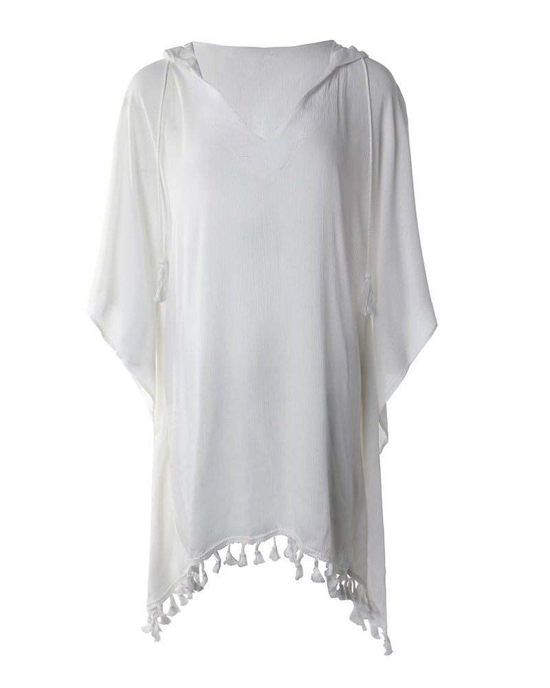 Tassel Trim Hooded Casual Dress