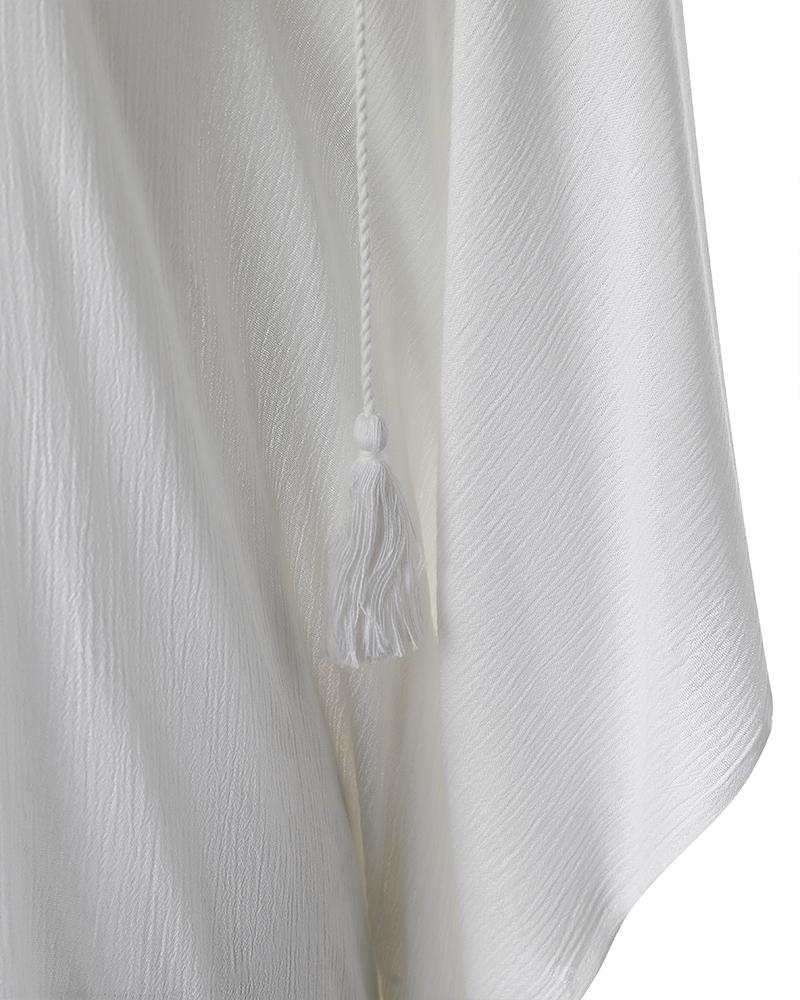 Tassel Trim Hooded Casual Dress