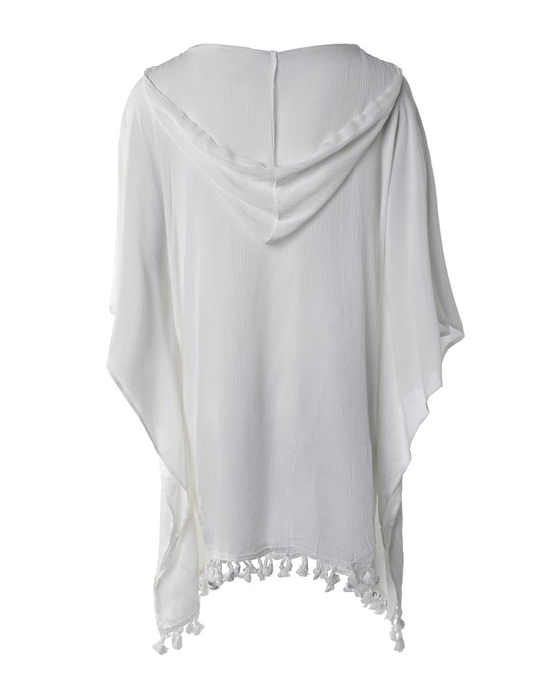 Tassel Trim Hooded Casual Dress