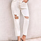 Ripped Cutout High Waist Pocket Design Jeans