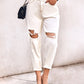 Ripped Cutout High Waist Pocket Design Jeans