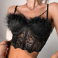 Feather Detail Lace Fishbone Corset Top