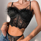 Feather Detail Lace Fishbone Corset Top