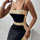 Contrast Sequin Spaghetti Strap Bodycon Dress