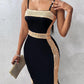 Contrast Sequin Spaghetti Strap Bodycon Dress