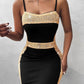 Contrast Sequin Spaghetti Strap Bodycon Dress