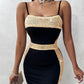 Contrast Sequin Spaghetti Strap Bodycon Dress
