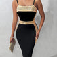 Contrast Sequin Spaghetti Strap Bodycon Dress