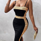 Contrast Sequin Spaghetti Strap Bodycon Dress