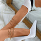Croc Embossed / Plain Pointed Toe Chain Strap Stiletto Heels