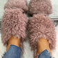 Fluffy Design Print Flat Slippers