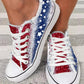 Independence Day Flag Print Raw Hem Canvas Sneakers