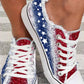 Independence Day Flag Print Raw Hem Canvas Sneakers