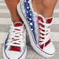 Independence Day Flag Print Raw Hem Canvas Sneakers