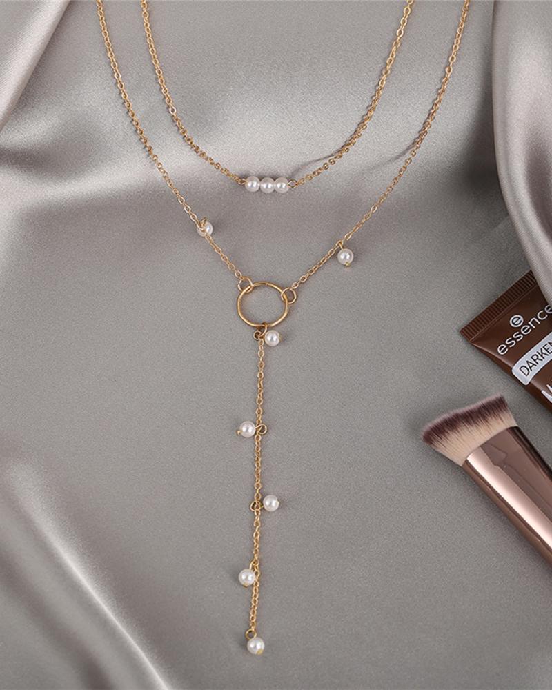 1pc Beaded O Ring Tassel Design Necklace