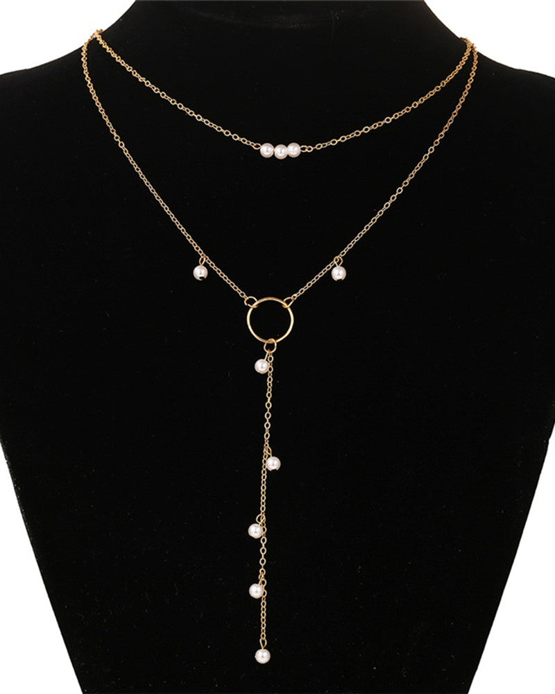 1pc Beaded O Ring Tassel Design Necklace