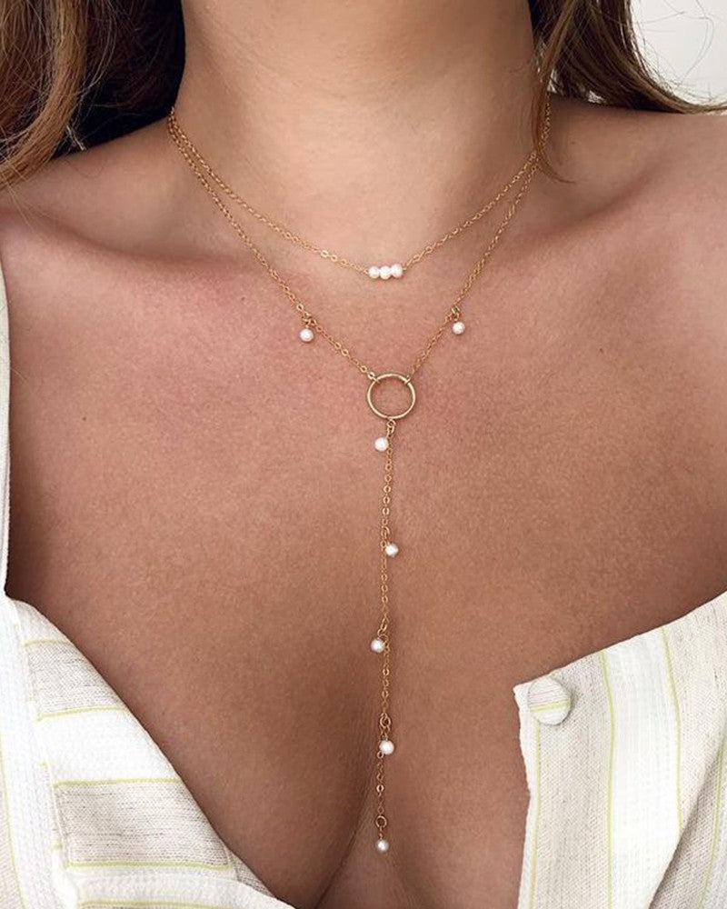 1pc Beaded O Ring Tassel Design Necklace