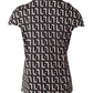 Geo Print Cutout Zip Front T shirt