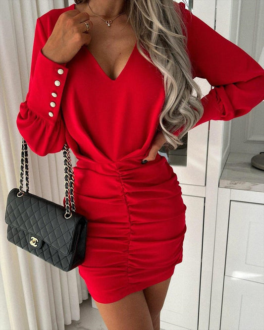 Long Sleeve Ruched Bodycon Dress