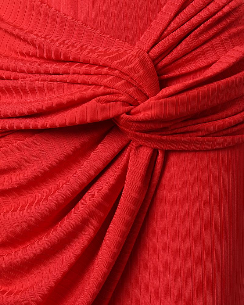 Twisted Ruched One Shoulder Bodycon Dress