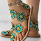 Floral Pattern Toe Ring Beach Sandals