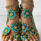 Floral Pattern Toe Ring Beach Sandals