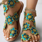 Floral Pattern Toe Ring Beach Sandals