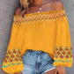 Floral Tribal Print Geometric Pattern Off Shoulder Top