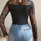 Eyelash Lace Patch Fishbone Corset Top