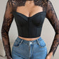 Eyelash Lace Patch Fishbone Corset Top