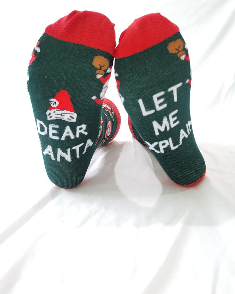 Christmas Santa Letter Print Socks